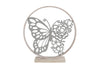 Sculptuur "Butterfly" in ring wit metaal/hout 36,5x36,5x6cm