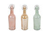 Bügelverschlussflasche "Cobana" L grün/rosa/blau 3er-Set Glas 7x7x25cm