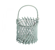Windlicht Gusta Rattan Türkis D13 H12/20cm