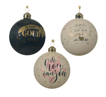 Weihnachtskugel Glas holländischen Text Aufkleber 3 sortiert D.10cm