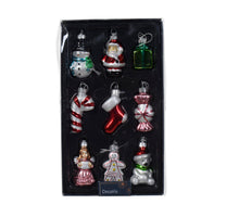 Schachtel mit 9 Weihnachtsfiguren Glasmix multi (L.3cm B.1cm H.4cm)