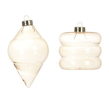 Glas-Ornamentanhänger, 4er-Set, Ø 8 cm, grün-rauchfarben