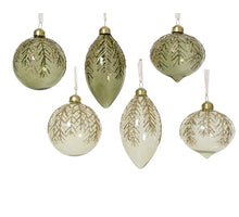 Glasanhänger, grün, glitzernd, 6er-Set, Ø 8 cm