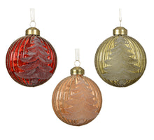 Kerstballen glas transparent with frost tree 3col ass assortie D.8cm
