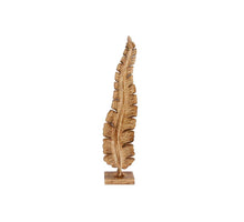 Decoratie blad mango hout 14x4x61cm