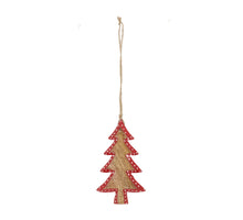 Aufhänger Baum Mangoholz 8x14x1,5cm Natur/Rot