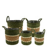 Set/5 Korb rund Seegras mit Kunststoff 38x38x36cm Grün/Weiß