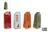 Teelichthalter „Haus“ L g/rd/br/iv 4 verschiedene Steingutsorten 6,4 x 6,4 x 16,6 cm