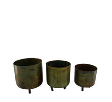 Set/3 Pflanzgefäß Metall auf Füßen 17x17x20cm Antique Green