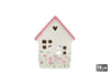 Theelichth "House Floral" S roze aardewerk 11x7x16cm