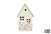 Theelichth "House Floral" L groen aardewerk 13x10x22cm