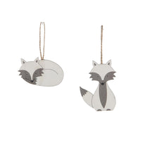 Ornament Fuchs weiß 2 sortiert - l5xb0,5xh8,5cm