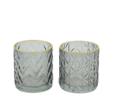 Teelichthalter Glas 7.3x7.3x8cm 2 Grau Mix