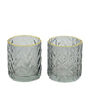 Teelichthalter Glas 7.3x7.3x8cm 2 Grau Mix