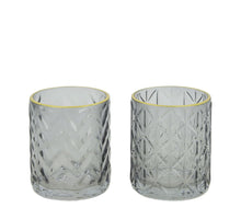 Teelichthalter Glas 8.5x8.5x10cm2 Grau Mix