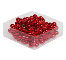 cb. 144 Glaskugeln/Draht rot glänzend 20mm