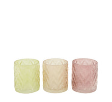 Teelichthalter Glas 7.3x7.3x8cm 3 Gemischt rosa