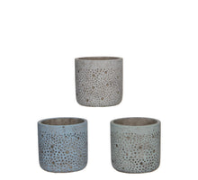 Pot rond l.blauw l.groen wit 3 assorti - h11,5xd12,5cm