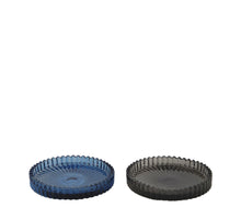 Kerzenhalter Glas 10x10x1,5cm Blau gemischt