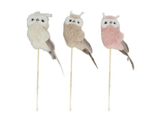 Eule Stoff auf Stick 48x7x6cm 3 Mixed rosa