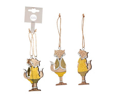 Ornament Fuchs grün gelb - 2er Pack - 3.5x8.5x0.5cm