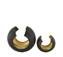 Set/2 Kerzenhalter rund Metall 17x10x18cm Schwarz/Gold