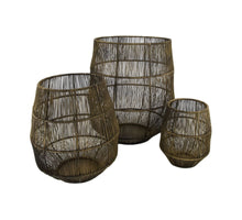 Set/3 Laterne rund Metall 27x27x31cm Messing antik
