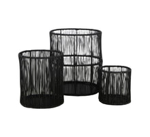 Set/3 Kerzenhalter oval Metall 17x11.5x20.5cm Schwarz