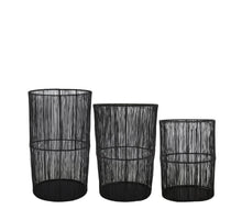 Set/3 Laterne oval Metall 28x22x48cm Schwarz