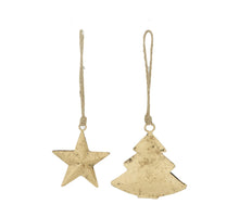 Hänger Stern/Baum Metall 10x5x10cm 2 Antik gold gemischt