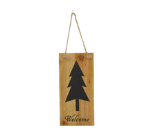 Schild Tafel Willkommen Tannenholz mit Aufhänger 18x38x1.2cm