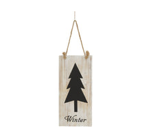 Schild Tafel Winter Tannenholz mit Aufhänger 18x38x1.2cm