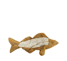 Fisch Teakholz 58x8x27cm Natur/Weiß