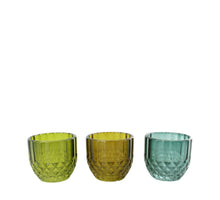 Teelichthalter Glas 6.5x6.5x5.8cm 3 sortiert Mixed grün