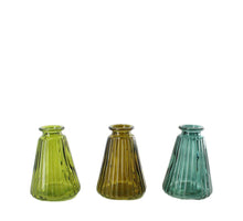 Vase Glas 7.4x7.4x10cm 3 sortiert Mixed grün