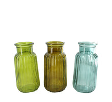 Vase Glas 11.3x11.3x22cm 3 sortiert Mixed grün