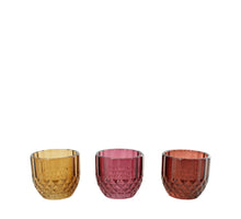 Teelichthalter Glas 6.5x6.5x5.8cm 3 Stück sortiert Lila Mix