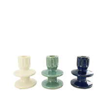 Tischkerzenhalter Keramik 9x9x12cm 3 sortiert Mixed blau