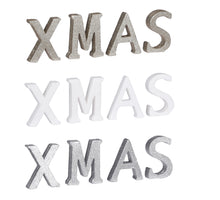 Dekoration Buchstaben XMAS weiß silber gold sortiert - l32xb10xh2cm - Schaumstoff