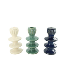 Tischkerzenhalter Keramik 9x9x18cm 3 sortiert Mixed blau