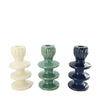 Tischkerzenhalter Keramik 9x9x18cm 3 sortiert Mixed blau