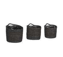 Set/4 Korb Seegras natur/lachs/bordo D25 H25cm