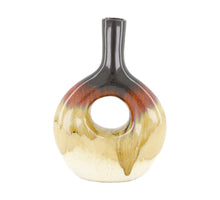 Keramikvase 18x8x25,5cm Creme/Braun