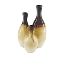 Keramikvase 22x16,5x32,5cm Creme/Braun