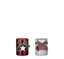 Teelichthalter Stern weiß rot 2 sortiert - h10xd8cm