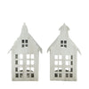 Teelichthalter Haus Metall 10x7x18cm Gemischtes Silber