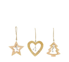 Hanger star tree heart mango wood 15x1.5x15cm Mixed White/Natural