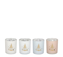 Teelichthalter Baum rosa braun grau weiß 4er Set - H8 x D7 cm
