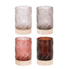 Teelichthalter auf Holzfuß, cremeweiß, grau, rosa, braun, 4er Set, H14 x D8,5 cm