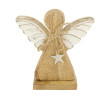 Figurine angel mango wood 17x5x18cm Natural/White